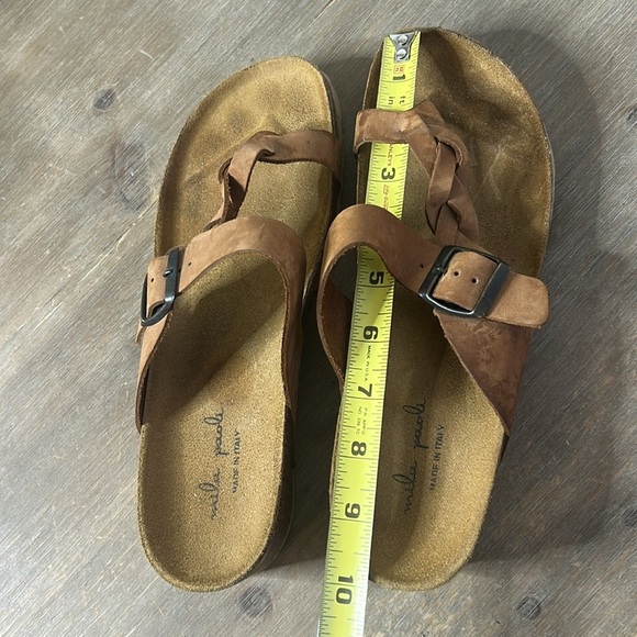 Mila Paoli Italy Leather Braided Strap Cork Wedge Sandals Shoes Tan Size 9 - Picture 13 of 16